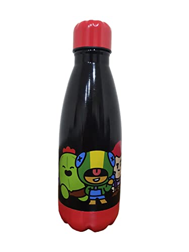 Brawl Stars Botella de Acero 550ml, Botella de agua, Bidón, Cantimplora,Color negro, Producto oficial(CyP Brands)