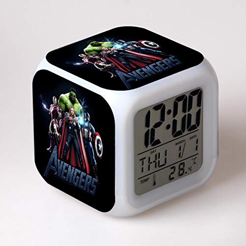Niños LED Digital Anime Despertador 7 colores Luz de noche Habitación Despertador Viaje Despierta Despertador Fans de cine Despertador Regalo de cumpleaños para Muchachos Muchachas Adolescentes,3