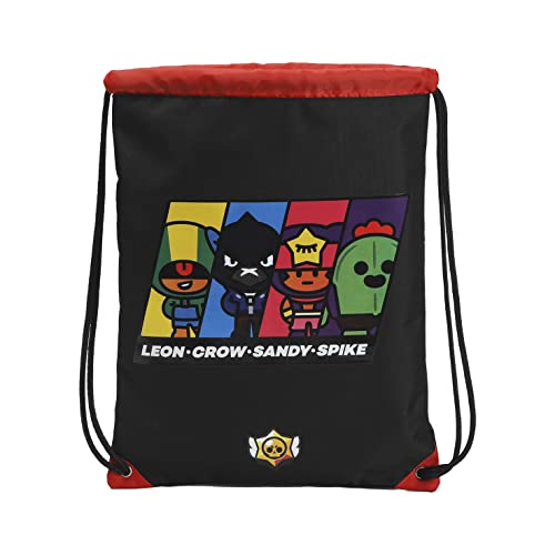Brawl Stars - Mochila Saco, Cierre de Cuerdas, Bolsa Extraescolares, Accesorio Escolar, Color Negro (CyP Brands)