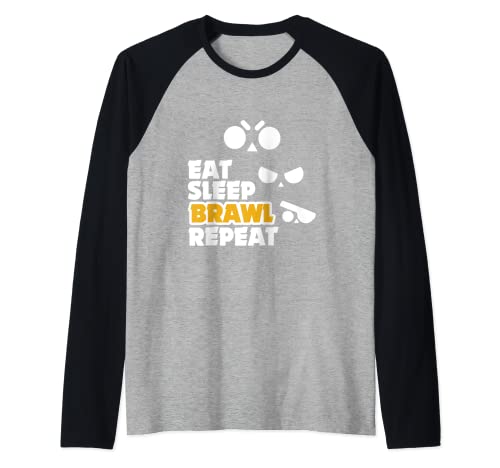 Eat Sleep Brawl Repeat Gamer Juego móvil Brawl Para Stars Camiseta Manga Raglan