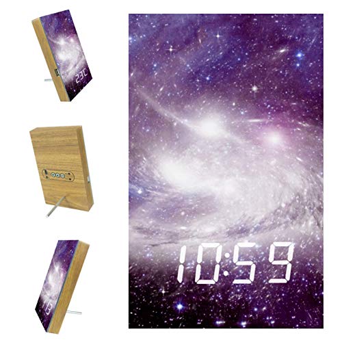 nakw88 Space Galaxy Nebula Stars - Reloj despertador digital para habitaciones, mesita de noche, con puerto USB para cargar, oficina y decoración del hogar