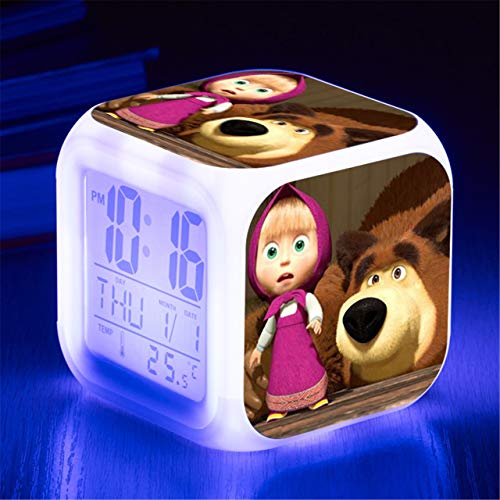 Niños LED Digital Anime Despertador 7 colores Luz de noche Habitación Despertador Viaje Despierta Despertador Fans de cine Despertador Regalo de cumpleaños para Muchachos Muchachas Adolescentes,5