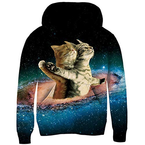 RAISEVERN Sudadera con Capucha y Sudadera con Capucha y Estampado 3D Cute Cat niños Adolescentes Niños Niñas Actividad al Aire Libre en Interiores