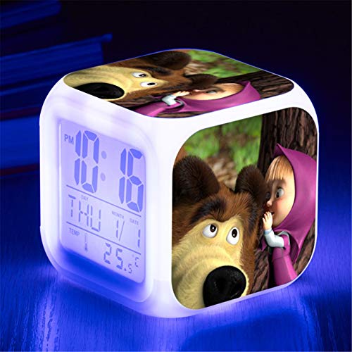 Niños LED Digital Anime Despertador 7 colores Luz de noche Habitación Despertador Viaje Despierta Despertador Fans de cine Despertador Regalo de cumpleaños para Muchachos Muchachas Adolescentes,8