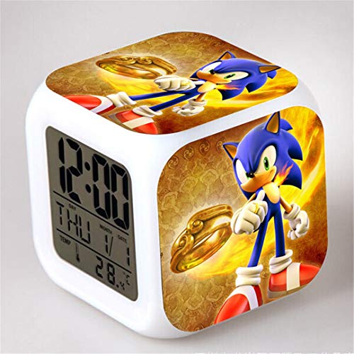 Niños LED Digital Anime Despertador 7 colores Luz de noche Habitación Despertador Viaje Despierta Despertador Fans de cine Despertador Regalo de cumpleaños para Muchachos Muchachas Adolescentes,C