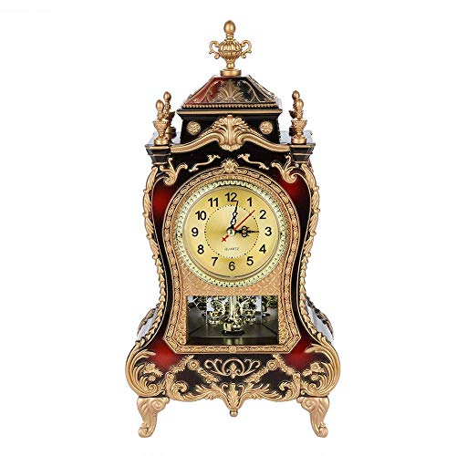 CLQ Reloj De Mesa - Escritorio Relojes De Mesa Vintage Reloj De Mesa De Plástico Antiguo Reloj Despertador De Estilo Vintage Reloj Despertador De Escritorio Antiguo para El Hogar Hotel Decorativo-棕红